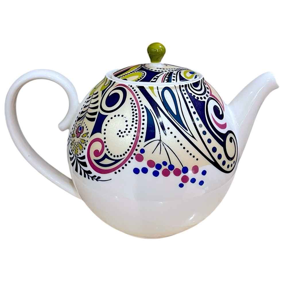 Colorful Denby Monsoon Cosmic Fine China England Teapot ~ A Rare Vintage Gem - Picture 4 of 16